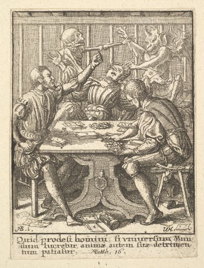 The Gamesters, fra Dødedansen, 1651. af Wenceslaus Hollar