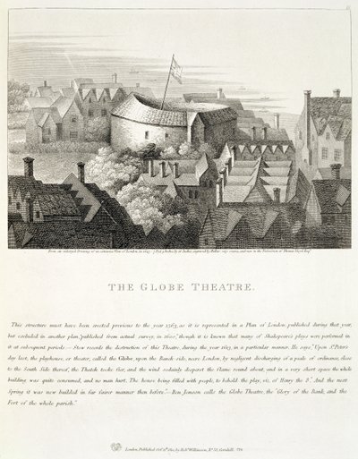 The Globe Theatre, ca. 1647, udgivet af Robert Wilkinson, London, 1810 af Wenceslaus Hollar