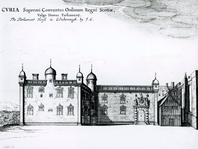 Parlamentshuset i Edinburgh (gravering) (bundw foto) af Wenceslaus Hollar