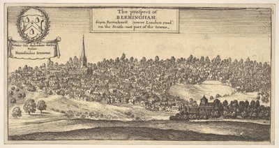The Prospect of Bermingham, fra Ravenshurst nær London-vejen på den sydøstlige del..., 1625-77. af Wenceslaus Hollar