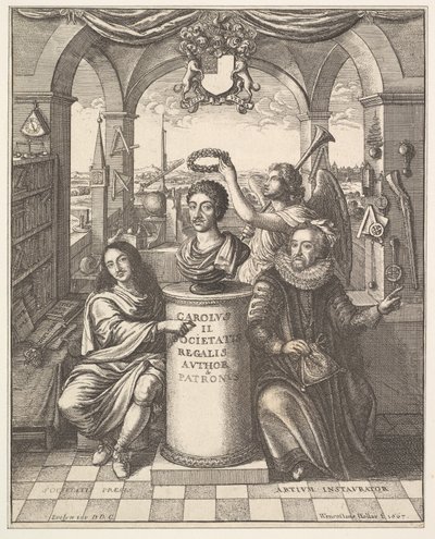 The Royal Society, frontispice til Thomas Sprat, The History of the Royal Society of London..., 1667. af Wenceslaus Hollar