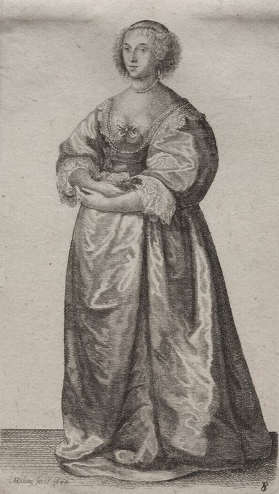 Engelske kvinders adskillige vaner, fra adelen til landskvinder, som de er i disse tider: Kvinden med blomster af Wenceslaus Hollar