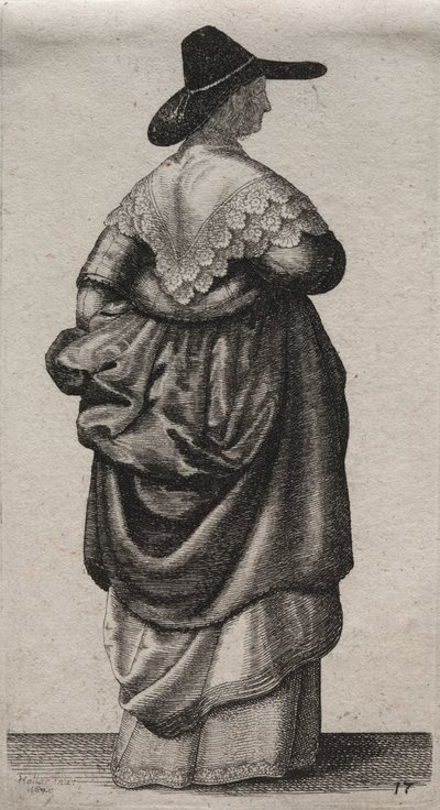 Engelske kvinders adskillige vaner, fra adelen til landskvinder, som de er i disse tider: Kvinden med en mandshat af Wenceslaus Hollar