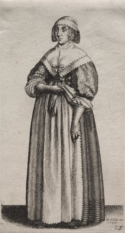 Engelske kvinders adskillige vaner, fra adelen til landskvinder, som de er i disse tider: Kvinden med handsker af Wenceslaus Hollar