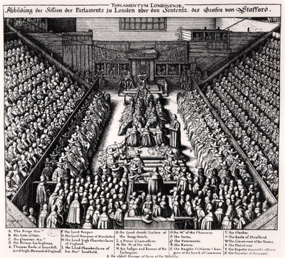 Retssagen mod Thomas Wentworth (1593-1641), jarl af Strafford, i 1641 af Wenceslaus Hollar