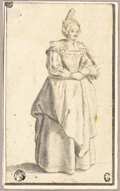 Damen med den lille hævede kasket, efter et print fra La Noblesse af Wenceslaus Hollar