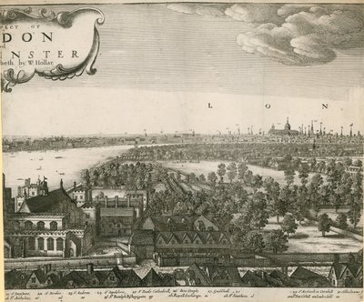 Udsigten til London og Westminster taget fra Lambeth af Wenceslaus Hollar