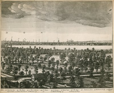 Udsigten over London og Westminster set fra Lambeth af Wenceslaus Hollar