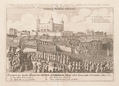 Den sande måde at henrette Thomas Earle af Strafford, Lord Lieutenant of Ireland..., ca 1642 af Wenceslaus Hollar