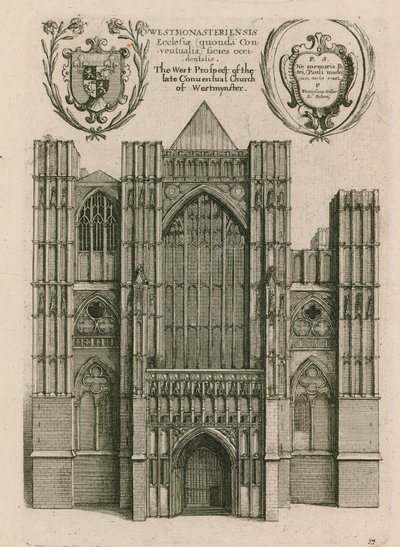 Den vestlige udsigt til den sene Conventual Church of Westminster, London af Wenceslaus Hollar
