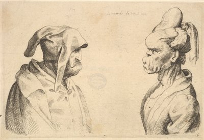 To deforme hoveder mod hinanden, 1625-77. af Wenceslaus Hollar