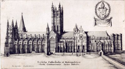 Udsigt over Canterbury Cathedral fra syd, ca. 1638-66 af Wenceslaus Hollar
