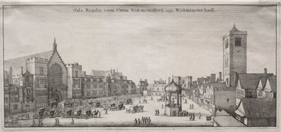 Udsigt over London: New Palace Yard med Westminster Hall og Clock House, 1647. af Wenceslaus Hollar