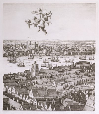 View of London, udgivet 1647 (faksimilekopi) (detaljer) af Wenceslaus Hollar