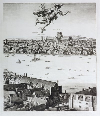 View of London, udgivet 1647 (faksimilekopi) (detaljer) af Wenceslaus Hollar