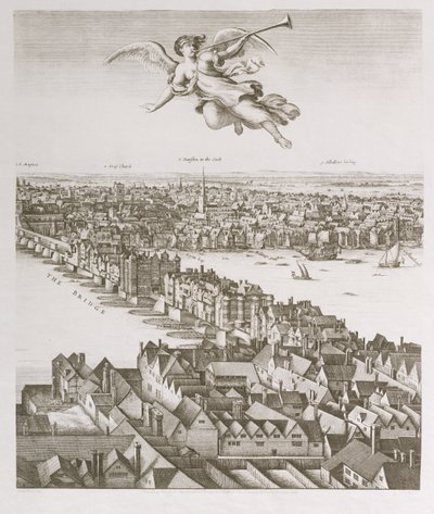 View of London, udgivet 1647 (faksimilekopi) (detaljer) af Wenceslaus Hollar
