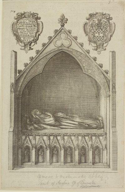Udsigt over graven af Avaline, grevinde af Lancaster (hustru til Edmund, jarl af Lancaster) i Westminster Abbey, 1666 af Wenceslaus Hollar