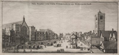 Udsigt over London: New Palace Yard med Westminster Hall og Clock House, 1647. af Wenceslaus Hollar