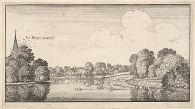 Udsigt over landskabet nær Albury, Surrey, 1645. af Wenceslaus Hollar