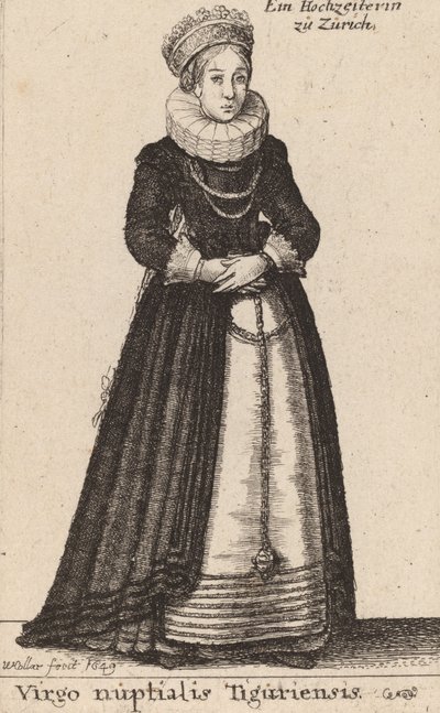 Jomfru fra det tiguriske bryllup, 1649. af Wenceslaus Hollar