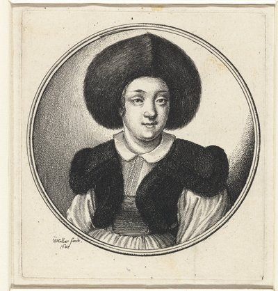 Kvinde med pelshat Kvindebuster i runde stel (serietitel) af Wenceslaus Hollar