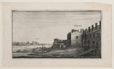 Whitehall fra floden med Lambeth i det fjerne. af Wenceslaus Hollar