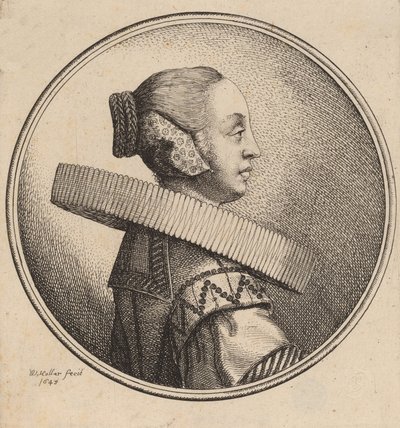 Kvinde med et ryg i profil, 1643. af Wenceslaus Hollar