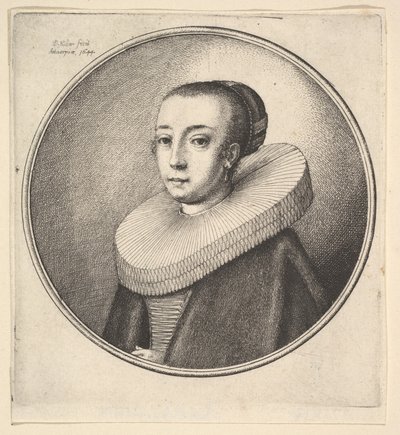 Kvinde med rund knipling, 1644. af Wenceslaus Hollar