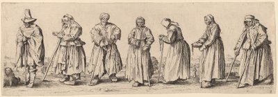 Mænd og kvindelige tiggere af Wenceslaus Hollar after Jacques Callot