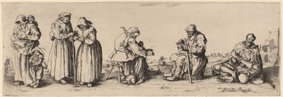 Seks mænd og kvinder tiggere af Wenceslaus Hollar after Jacques Callot