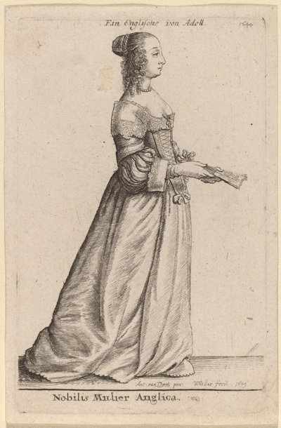 En ædel engelsk kvinde af Wenceslaus Hollar after Sir Anthony van Dyck