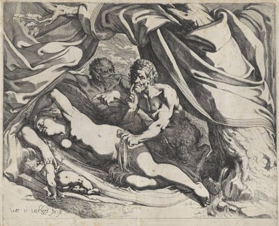 Sovende Venus overvåget af satyrer af Werner van den Valckert