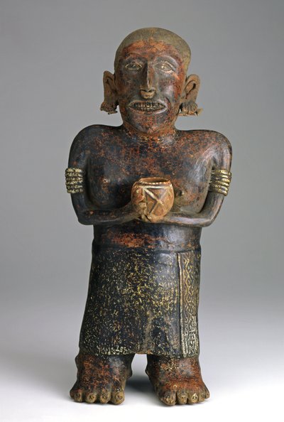Stående kvindefigur, ca. 200 B.C.E.-300 C.E. (keramik med rød, hvid og sort slipmaling) af West Mexican