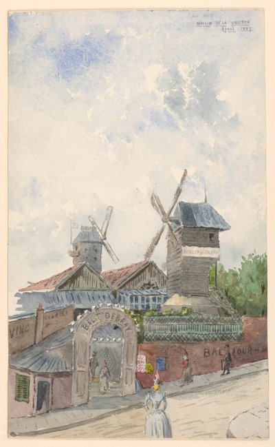 Tegning, Moulin de la Galette, Paris, april 1887 af Whitney Warren Jr.