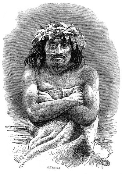 Indfødt person på Vancouver Island, British Columbia, 1800-tallet. af Whymper