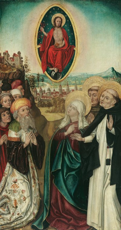vision af st Kristi dominik med de tre spyd af Wiener Maler (Umkreis Meister des Schottenaltars)