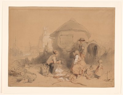 Samtale på stranden ved en ombygget båd af Wijnand Nuijen (signed by artist)