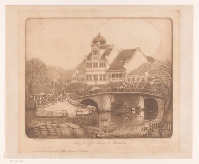 Aan de Kali Besar te Batavia (original titel på objektet) af Wijnand Otto Jan Nieuwenkamp (signed by artist)