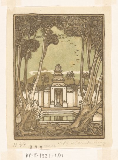 Kirkegård i Jogyakarta på Java Holy Cemetery, Java (original titel) af Wijnand Otto Jan Nieuwenkamp (signed by artist)