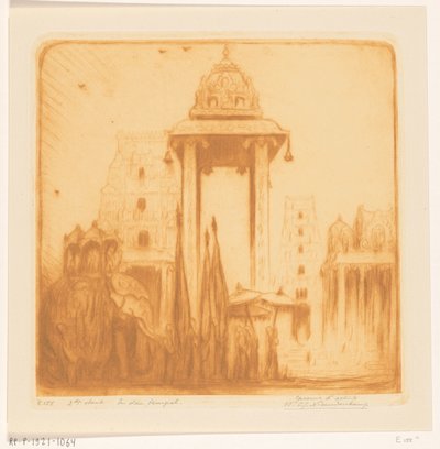 Gården til et tempel i Britisk Indien In the Temple (original titel) af Wijnand Otto Jan Nieuwenkamp (signed by artist)