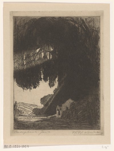 Kinesisk kapel nær Semarang på Java Sted for tilbedelse (original titel) af Wijnand Otto Jan Nieuwenkamp (signed by artist)