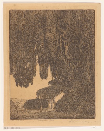 Kinesisk kapel nær Semarang på Java Kinesisk sted for tilbedelse (original titel) af Wijnand Otto Jan Nieuwenkamp (signed by artist)