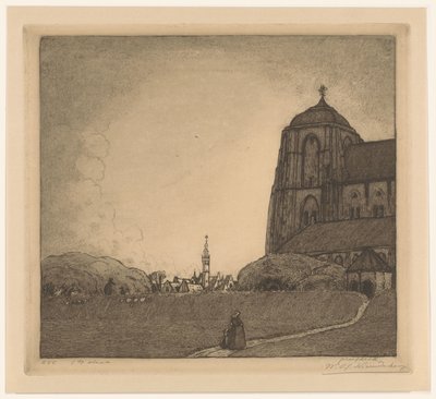 View of Veere (original titel) af Wijnand Otto Jan Nieuwenkamp (signed by artist)