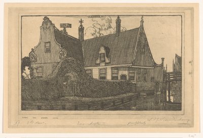 Træhus på vandet i Zaandijk Hus i Zaandijk (original titel) af Wijnand Otto Jan Nieuwenkamp (signed by artist)