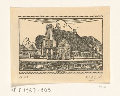 Hus med træfacade på en kanal i Edam Hus i Edam (original titel) af Wijnand Otto Jan Nieuwenkamp (signed by artist)