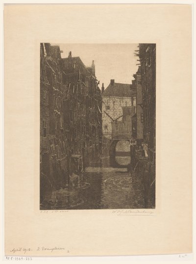 Huse på Voorstraatshaven i Dordrecht Kanal i Dordrecht (original titel) Dordrecht, seks raderinger af W.O.J. Nieuwenkamp og J.M. Degrees of Roggen (original serietitel) af Wijnand Otto Jan Nieuwenkamp (signed by artist)