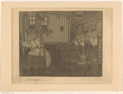 Huse på havnen i Enkhuizen Kvarter i Enkhuizen (original titel) af Wijnand Otto Jan Nieuwenkamp (signed by artist)