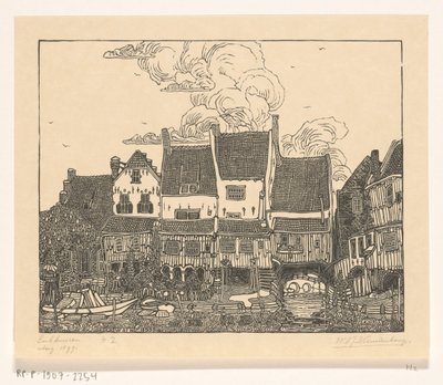 Huse ved havnen i Enkhuizen Havn i Enkhuizen (original titel) af Wijnand Otto Jan Nieuwenkamp (signed by artist)