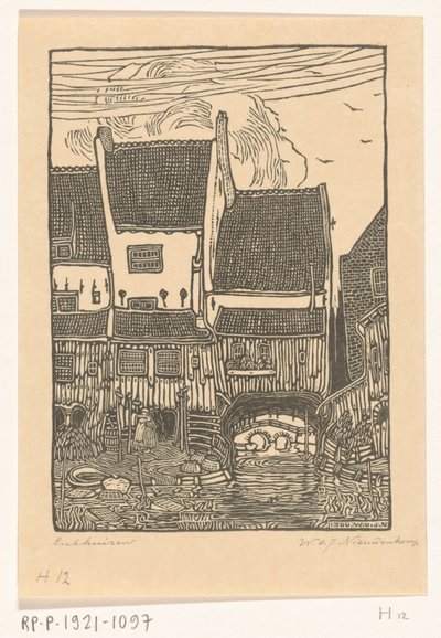 Huse ved havnen i Enkhuizen Gamle huse, Enkhuizen (original titel) af Wijnand Otto Jan Nieuwenkamp (signed by artist)