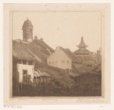 Huse på vandet i Semarang In Semarang (original titel) af Wijnand Otto Jan Nieuwenkamp (signed by artist)
